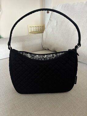 Vera Bradley Black Quilted Shoulder Bag with Floral Lining